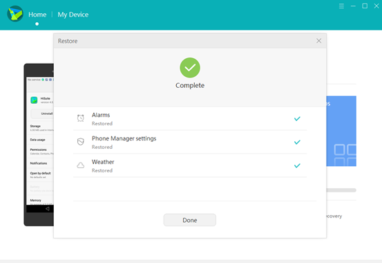restore data to huawei from HiSuite backup