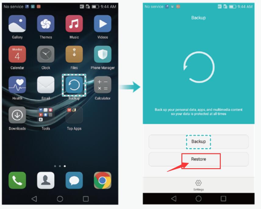 launch huawei backup app
