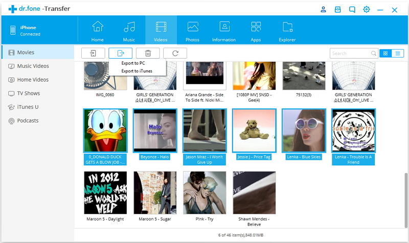 export videos from iphone to pc