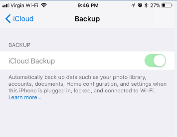 icloud back up now not working