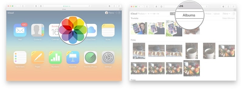 restore photos from icloud.com