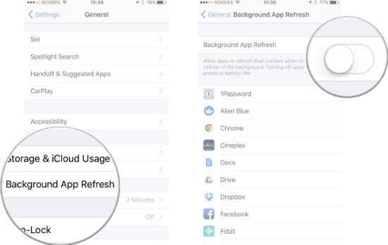 disable background app refreshs
